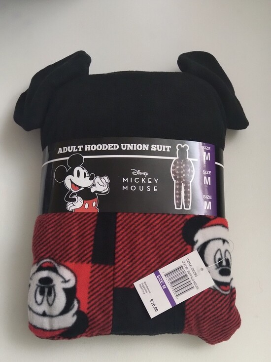 Disney Other - Disney Mickey Mouse Women's Hooded Union Suit - Black & Red Plaid Size M New